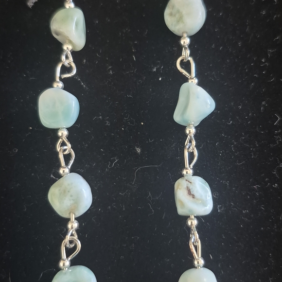 Larimar And Stainless Steel Dangle Earrings - Picture 2 of 4